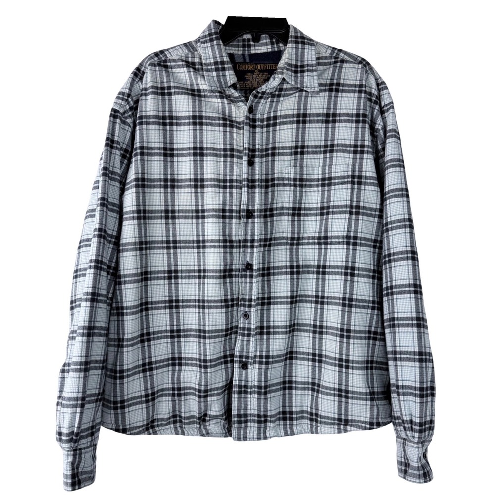 Comfort Outfitters‎ Mens Cotton XL Flannel Lined Plaid Shirt Jacket Long Sleeve